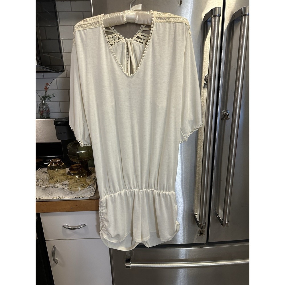 Y2k Trending Romper/Cover-up Cream Colored Breathable Comfortable